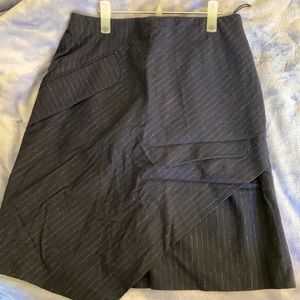 Carven dark navy pinstriped midi skirt